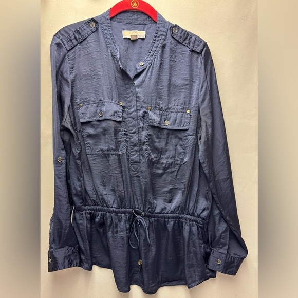 MICHAEL Michael Kors Tops - Michael Kors Women’s Crinkled Fabric Drawstring Waist Blouse Size Large